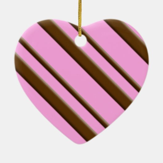 Ornement Cœur En Céramique Bandes de bonbons - chocolat sur rose (Dos)