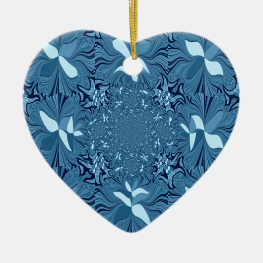 Ornement Cœur En Céramique Belle Iridescente Extraordinaire Bleu Kaleidoscope (Devant)