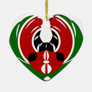 Ornement Cœur En Céramique Belle Tapisserie kenyane : Drapeau kényan Papillon