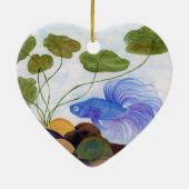 Ornement Cœur En Céramique Bêta bleu (Dos)