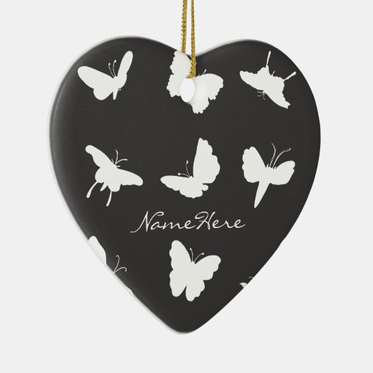 Ornement Cœur En Céramique Black and white Butterfly Silhouettes (Droite)