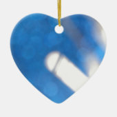 Ornement Cœur En Céramique Bleu Blanc Lumière (Devant)