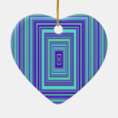 Ornement Cœur En Céramique Bleu violet vert Rectangles Art géométrique (Dos)