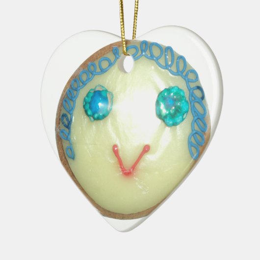 Ornement Cœur En Céramique Blue Hair Emoji Art Imprimer/Graphique (Gauche)