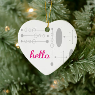 Ornement Cœur En Céramique Bonjour Mid-Century Moderne MCM Nouveau Home Keeps