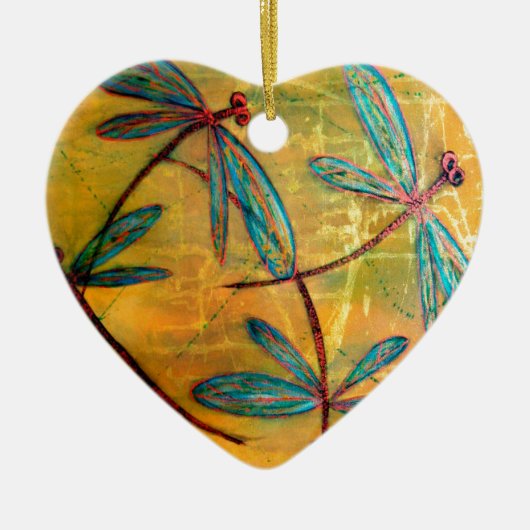 Ornement Cœur En Céramique Brouillard de libellule (Devant)