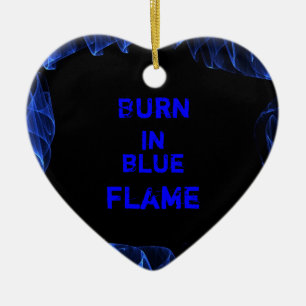 Ornement Cœur En Céramique Brûler dans une flamme bleue
