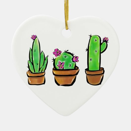 Ornement Cœur En Céramique Cactus cactus cactus succulents (Devant)