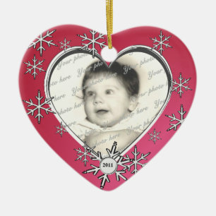 Ornement Cœur En Céramique Cadre de charme Snowflake