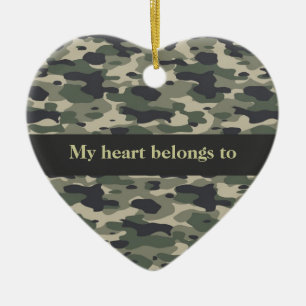 Ornement Cœur En Céramique Camouflage