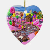 Ornement Cœur En Céramique Candyland rose (Droite)