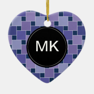 Ornement Cœur En Céramique Carrés d'améthyste