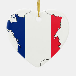 Ornement Cœur En Céramique Carte #2 de drapeau de la France