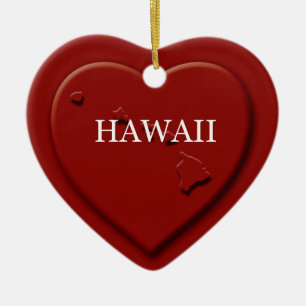 Ornement Cœur En Céramique Carte des coeurs d'Hawaï