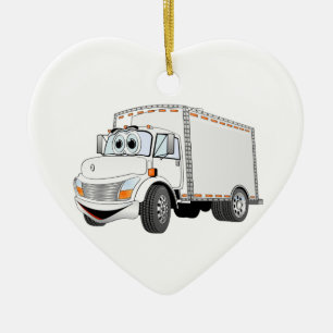 Ornement Cœur En Céramique Carton blanc du camion de livraison