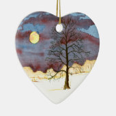 Ornement Cœur En Céramique Champ d'hiver (Droite)