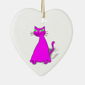Ornement Cœur En Céramique Chat gras rose (Droite)