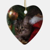 Ornement Cœur En Céramique Chat love Joyeux Noël (Droite)