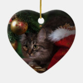 Ornement Cœur En Céramique Chat love Joyeux Noël (Dos)