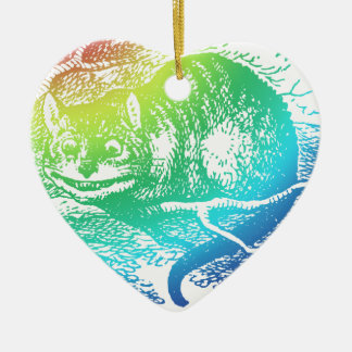 Ornement Cœur En Céramique Chat psychédélique Alice Trippy de Cheshire