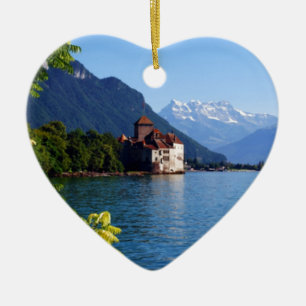 Ornement Cœur En Céramique Château Chinon, près du Lac Léman