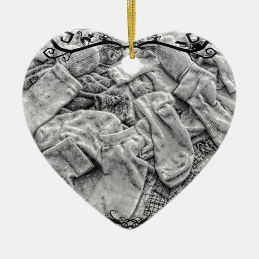 Ornement Cœur En Céramique Chaussettes (Devant)