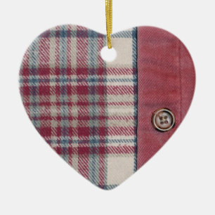 Ornement Cœur En Céramique Chemise Plaid