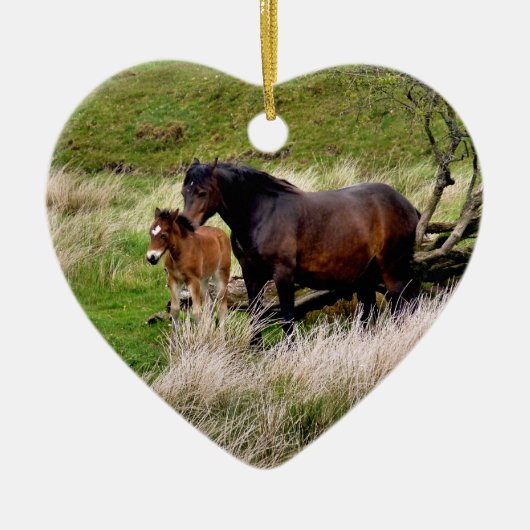 ORNEMENT CŒUR EN CÉRAMIQUE CHEVAUX (Devant)