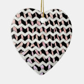 Ornement Cœur En Céramique Chevron noir et rose Zebra (Droite)