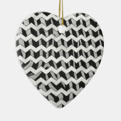 Ornement Cœur En Céramique Chevron Zebra noir et gris (Droite)