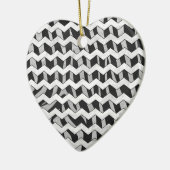 Ornement Cœur En Céramique Chevron Zebra noir et gris (Gauche)