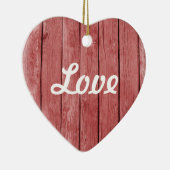 Ornement Cœur En Céramique Chic Rouge Rustique Bois (Droite)