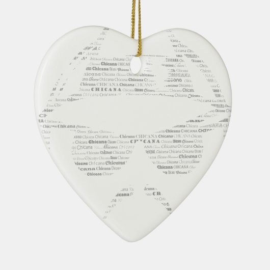 Ornement Cœur En Céramique Chicana fait des descentes en bas texte (Droite)