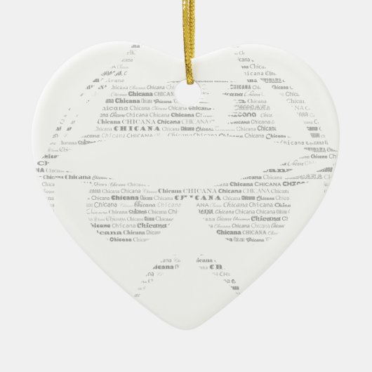 Ornement Cœur En Céramique Chicana fait des descentes en bas texte (Devant)