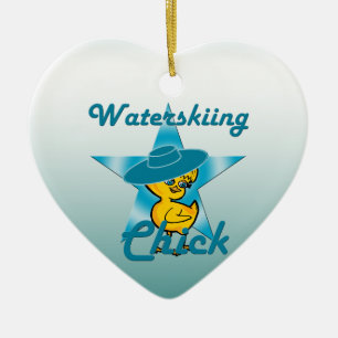 Ornement Cœur En Céramique Chick de ski nautique #7
