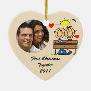 Ornement Cœur En Céramique Chiffres Stick Premier Noël Ensemble Ornament