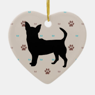 Ornement Cœur En Céramique Chihuahua