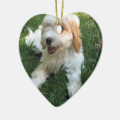 ORNEMENT CŒUR EN CÉRAMIQUE CHIOT MIGNON DE CAVAPOO (Gauche)