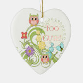 Ornement Cœur En Céramique Chouette blanche mignonne n Papillon défiler l'art (Droite)