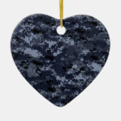Ornement Cœur En Céramique Coeur bleu militaire de Camo (Devant)
