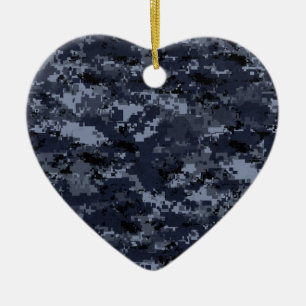 Ornement Cœur En Céramique Coeur bleu militaire de Camo
