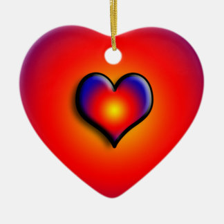 ORNEMENT CŒUR EN CÉRAMIQUE COEUR COLORÉE
