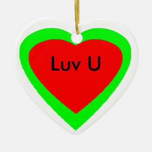 Ornement Cœur En Céramique Coeur I Luv U de bonne année de Joyeux Noël