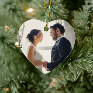 Ornement Cœur En Céramique Cœur Or Rose Élégant Notre Premier Noël