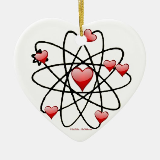 Ornement Cœur En Céramique Coeurs rouges de Saint Valentin atomique (Devant)