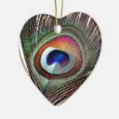 Ornement Cœur En Céramique Colorful Copper Peacock Feather (Gauche)