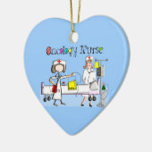 Ornement Cœur En Céramique Conception de Chevron d'infirmier autorisé (Gauche)