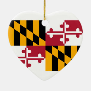Ornement Cœur En Céramique Conception de drapeau d'état du Maryland