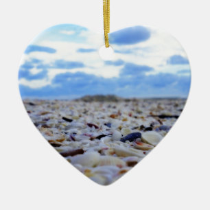 Ornement Cœur En Céramique Coquilles de Sanibel