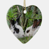Ornement Cœur En Céramique Couples de lapin (Droite)